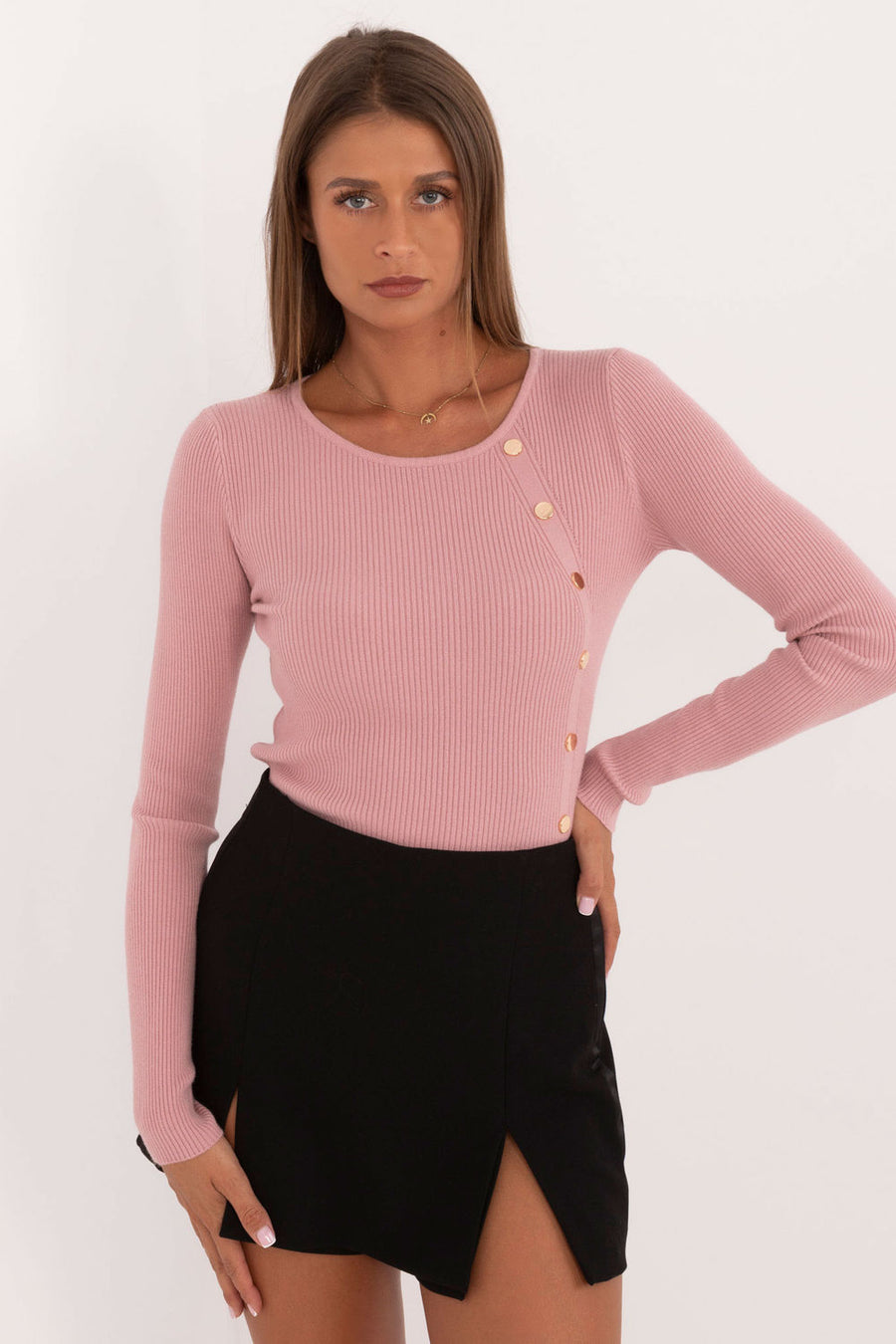AT Dark Pink Ribbed Long Sleeve Jumper