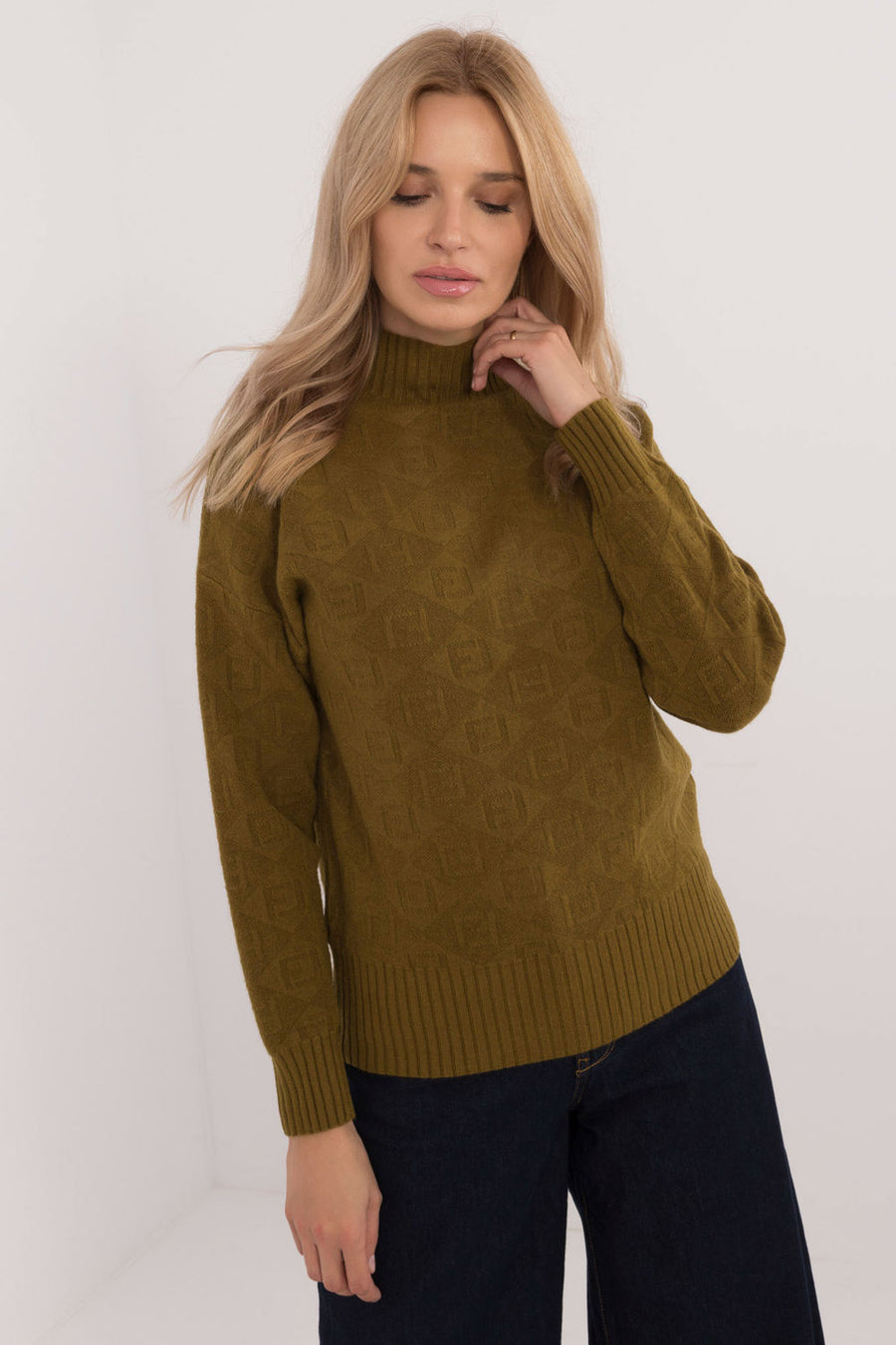 AT Olive Roll Neck Long Sleeve Jumper