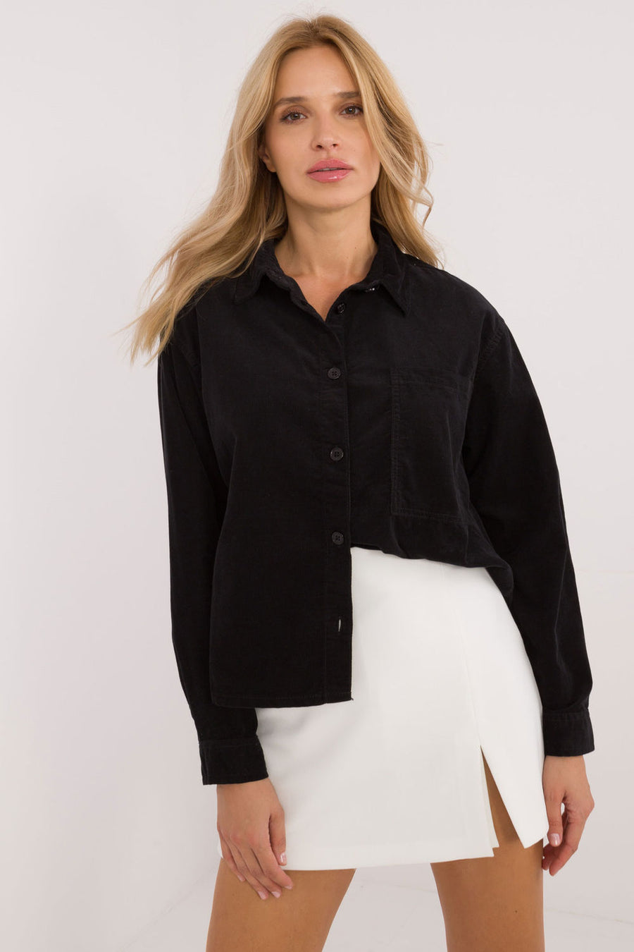 Sublevel Black Cotton Long Sleeve Top