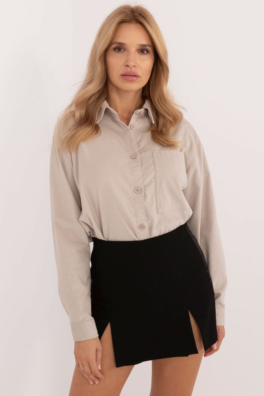 Sublevel Light Beige Cotton Long Sleeve Top