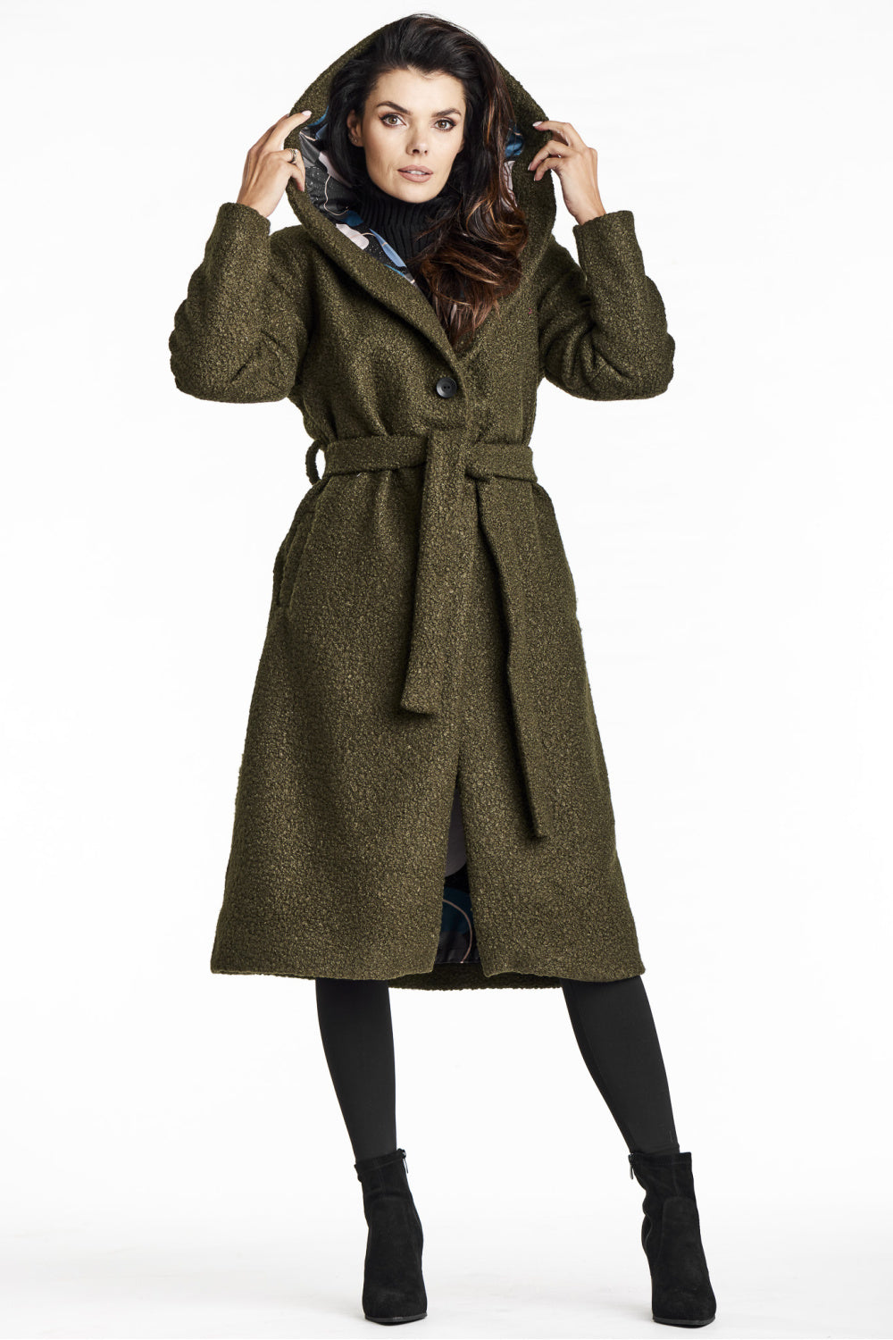 Awama Khaki Hooded Coat