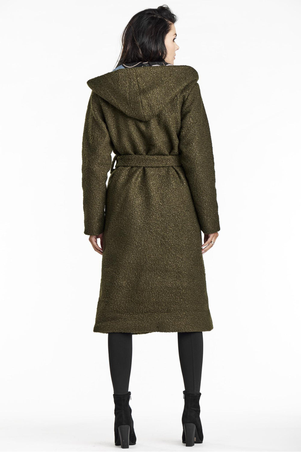 Awama Khaki Hooded Coat - view 3