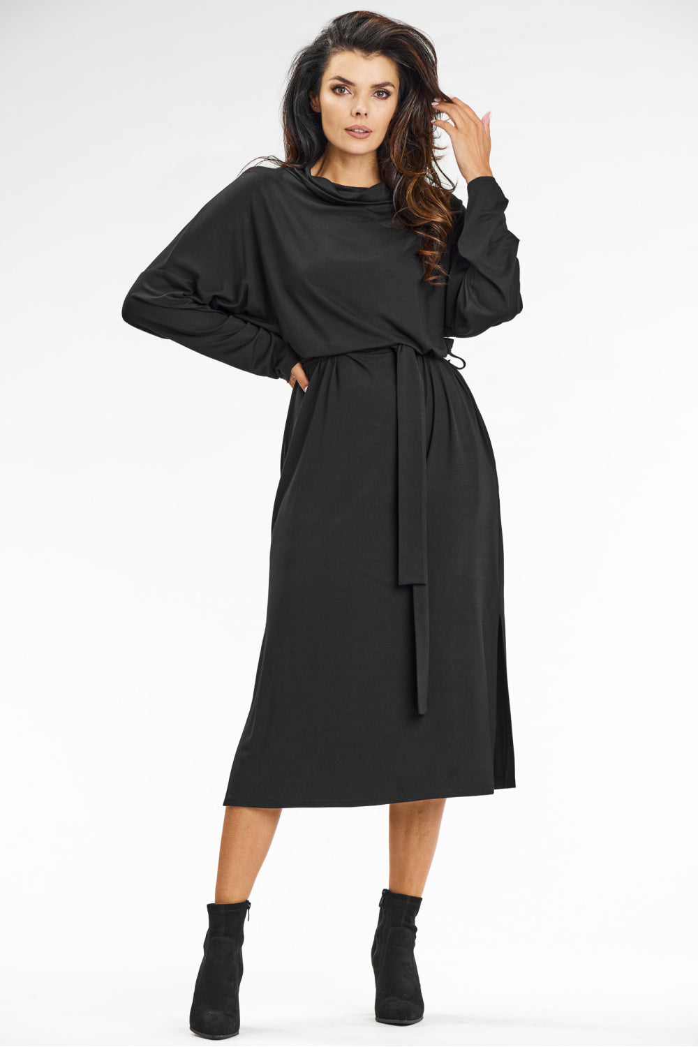 Awama Black Midi Knitted Dress