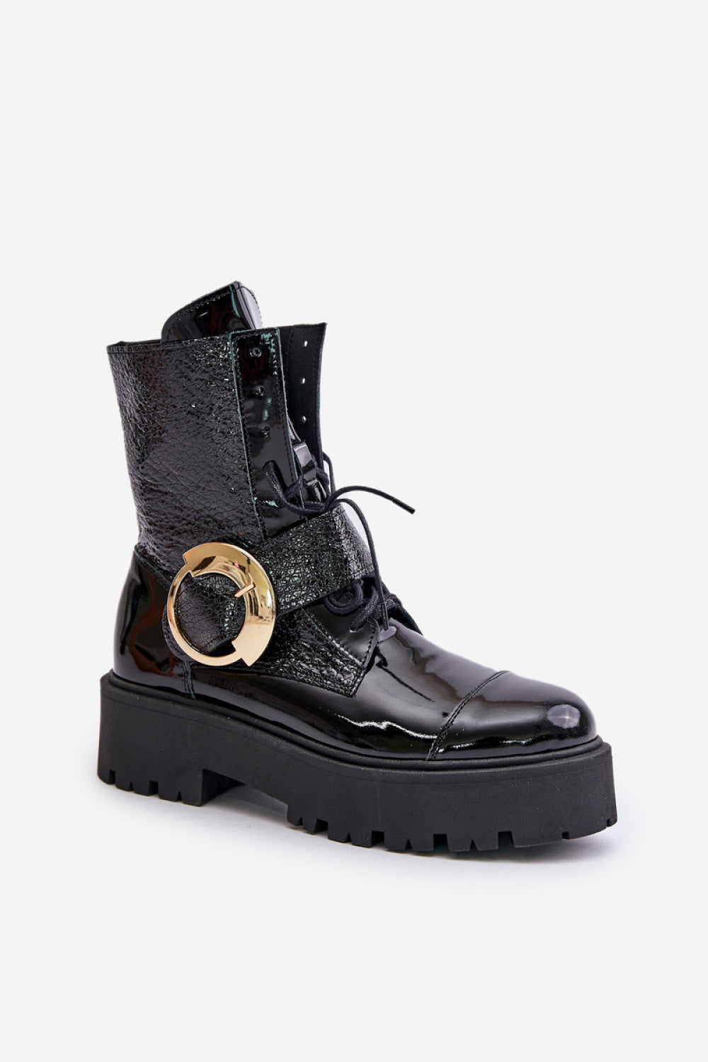 Step In Style Zazoo Black Leather Platform Ankle Boots - view 2