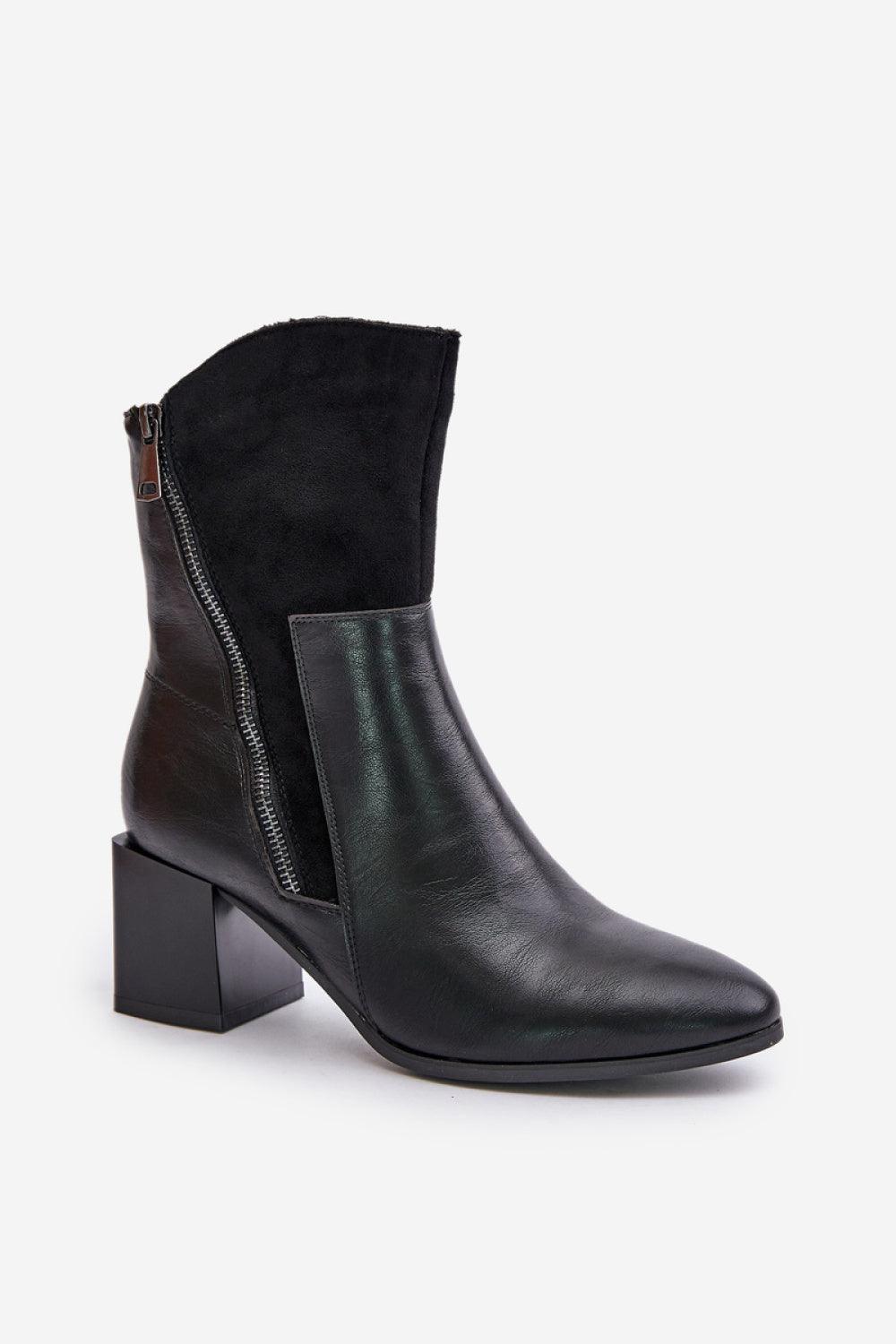 Step In Style Relabina Black Faux Leather Stiletto Heeled Ankle Boots - view 2
