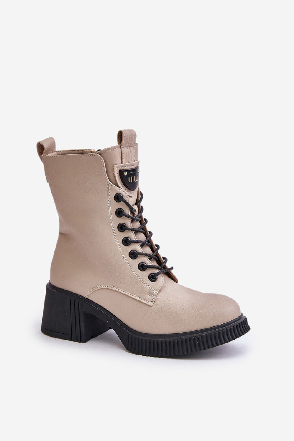 Step In Style Vinceza Beige Leather Warm Lined Heeled Ankle Boots - view 2