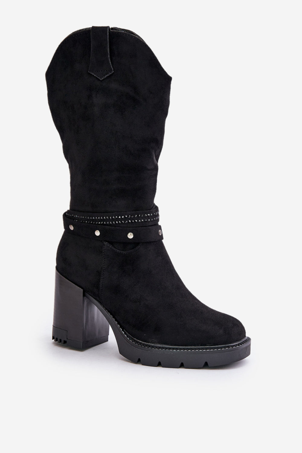 Step In Style Ivanelis Black Faux Suede Warm Lined Heeled Ankle Boots - view 2