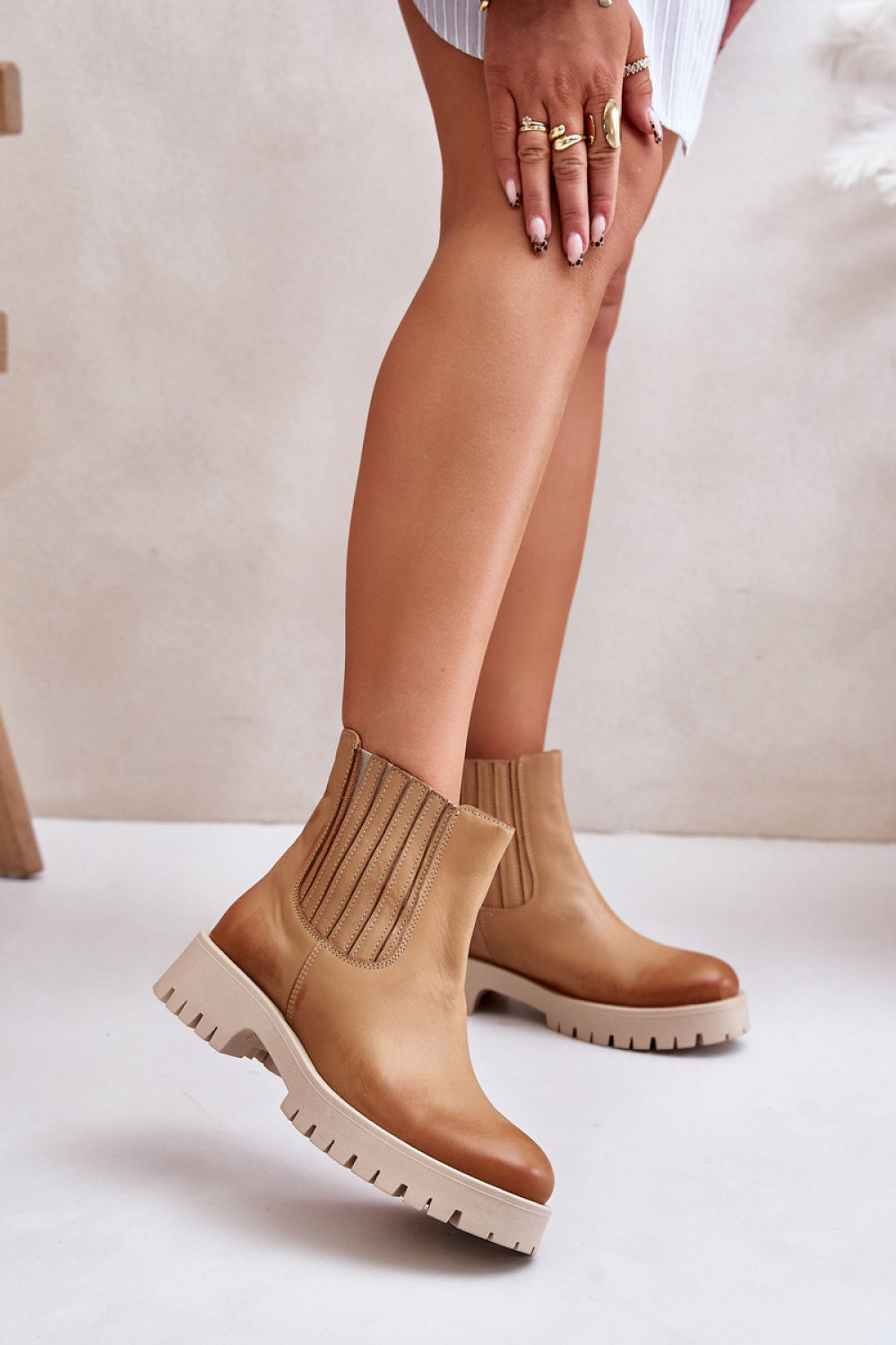 Step In Style Brown Leather Flat Chelsea Boots