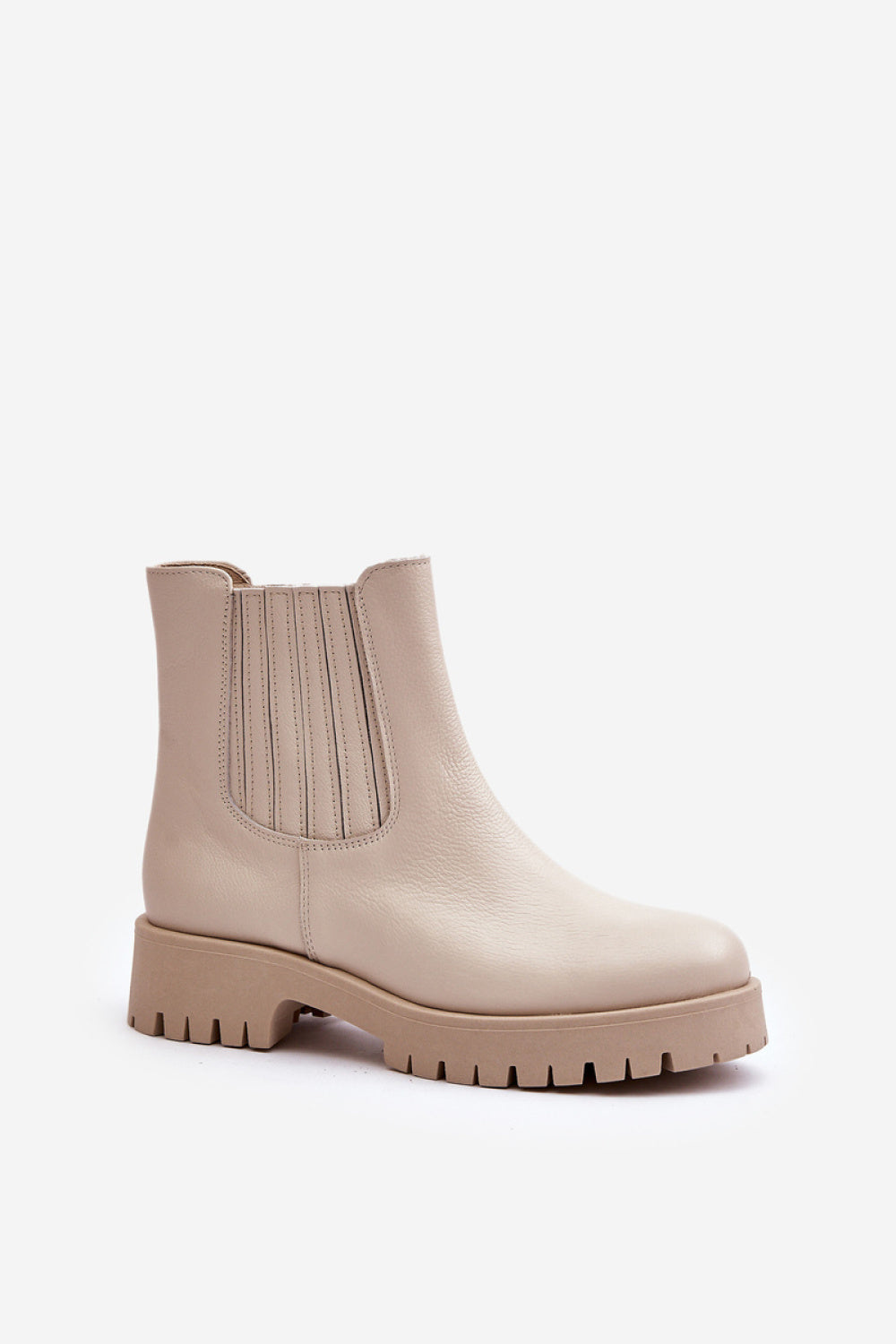 Step In Style Light Beige Leather Flat Boots - view 2
