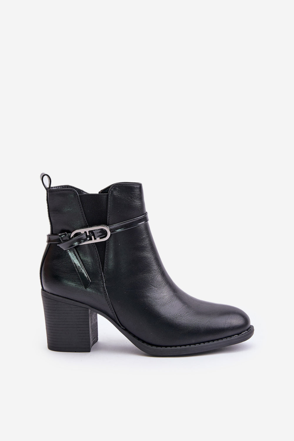 Step In Style Zinithia Black Faux Leather Heeled Ankle Boots - view 2