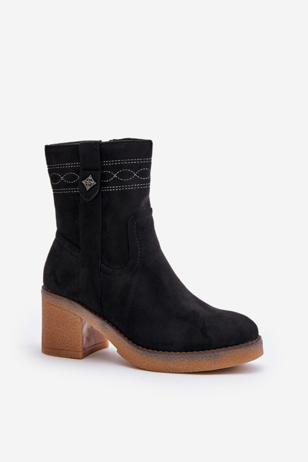 Step In Style Vailia Black Faux Suede Warm Lined Heeled Ankle Boots - view 2