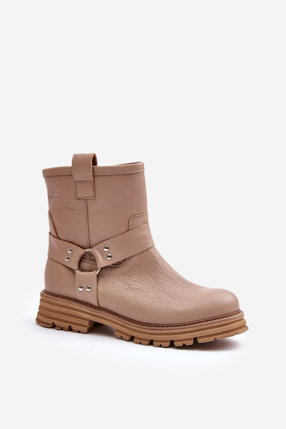 Step In Style Beige Leather Flat Boots - view 2