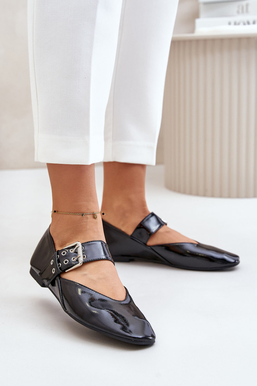 Step In Style Azirae Black Patent Ballet Flats