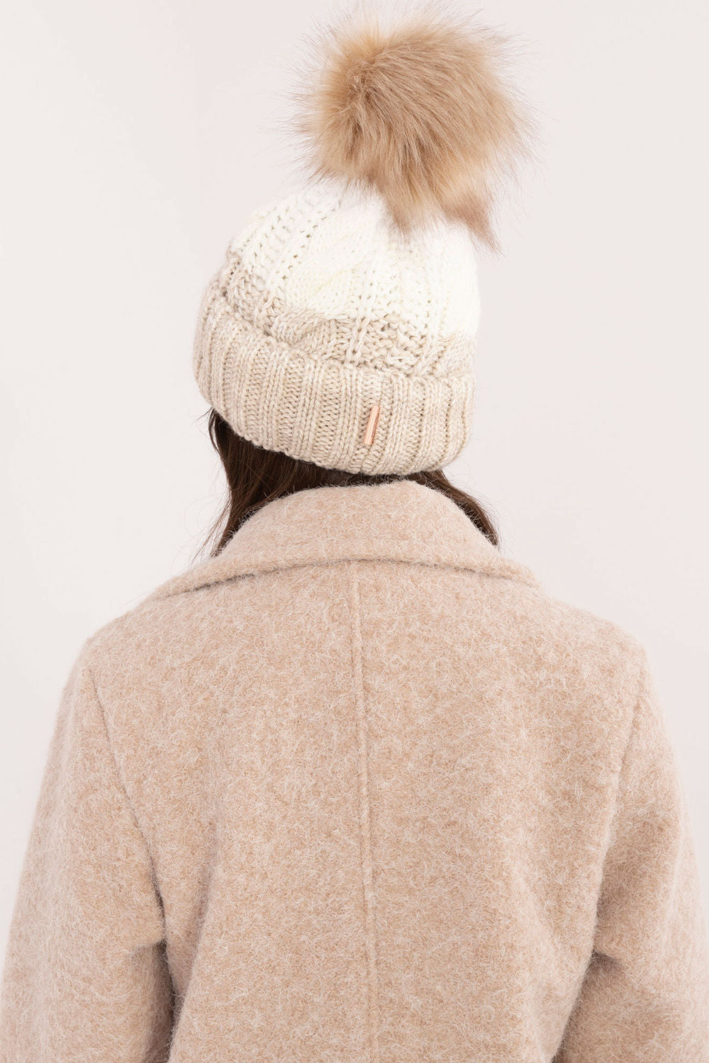 Rue Paris Beige Acrylic Beanie Hat - view 3