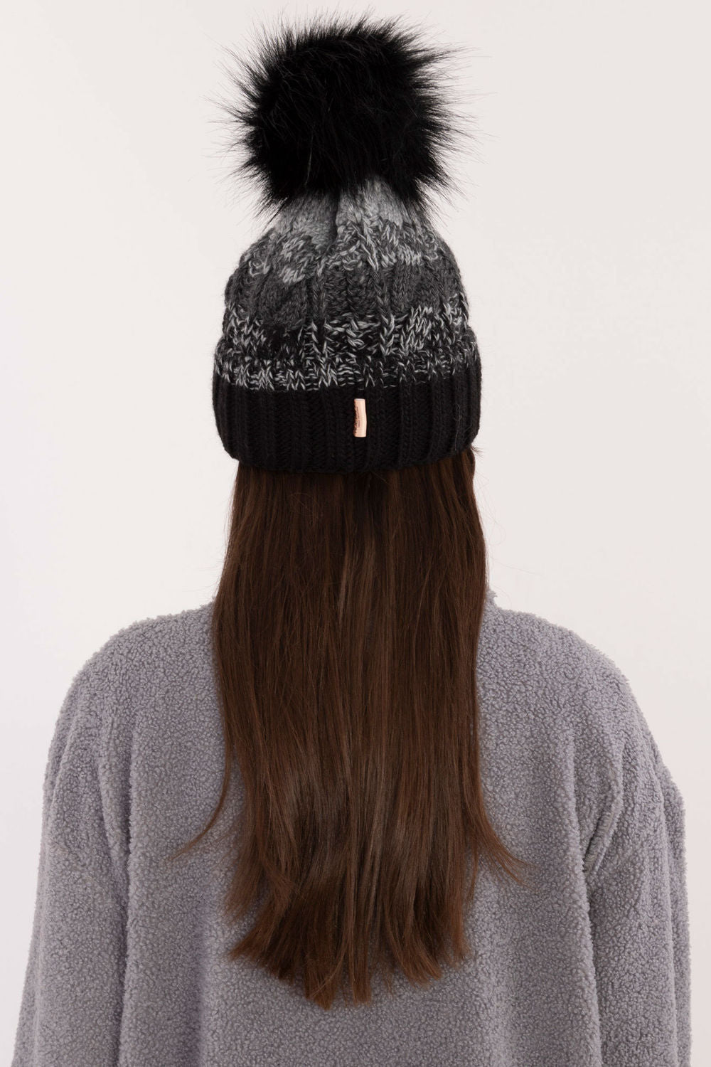 Rue Paris Black Beanie Hat with Lining - view 3
