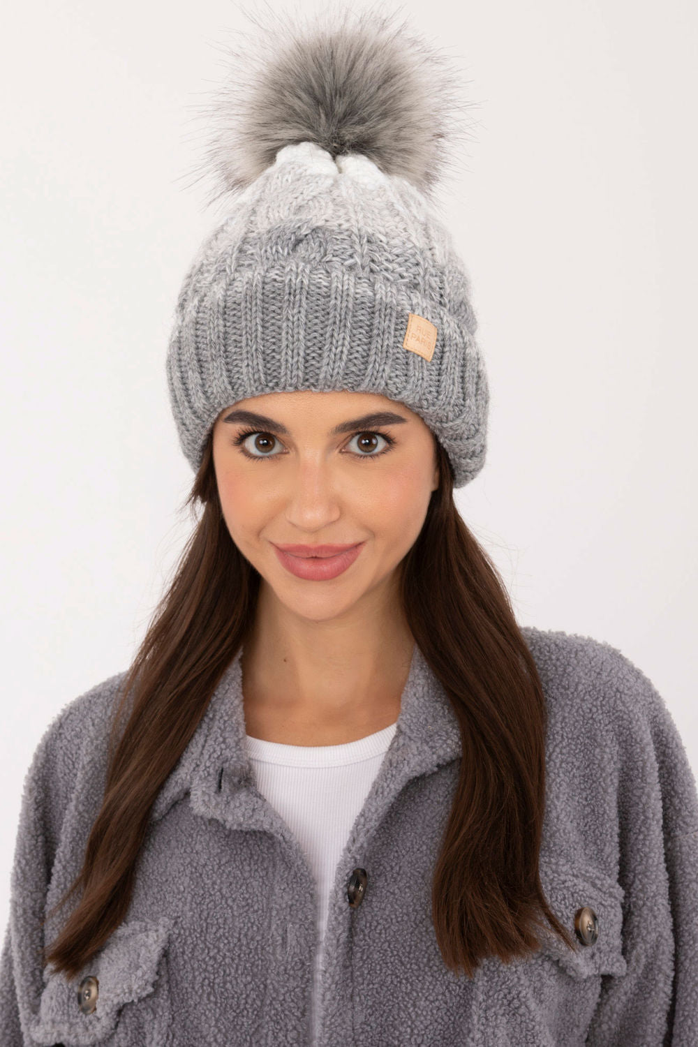 Rue Paris Grey Beanie Hat