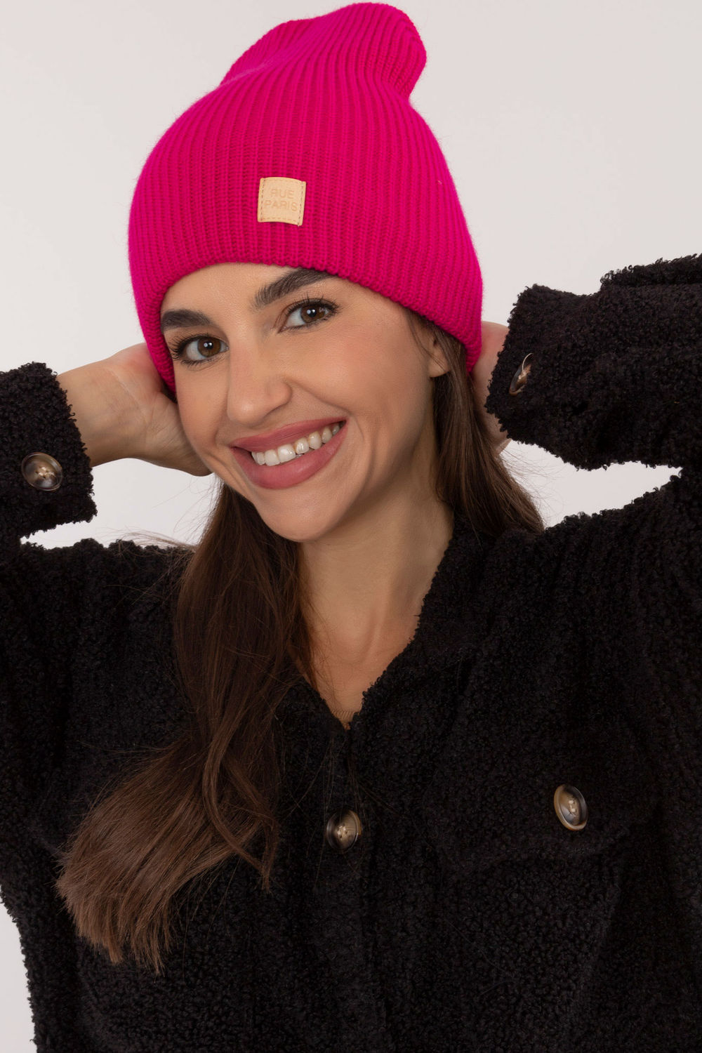 Rue Paris Fuchsia Beanie Hat - view 4