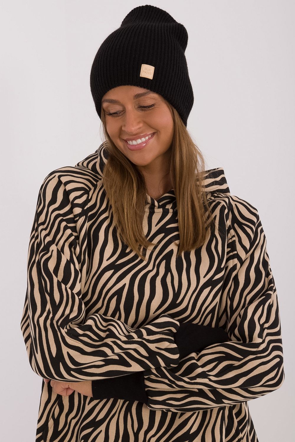 Rue Paris Black Beanie Hat
