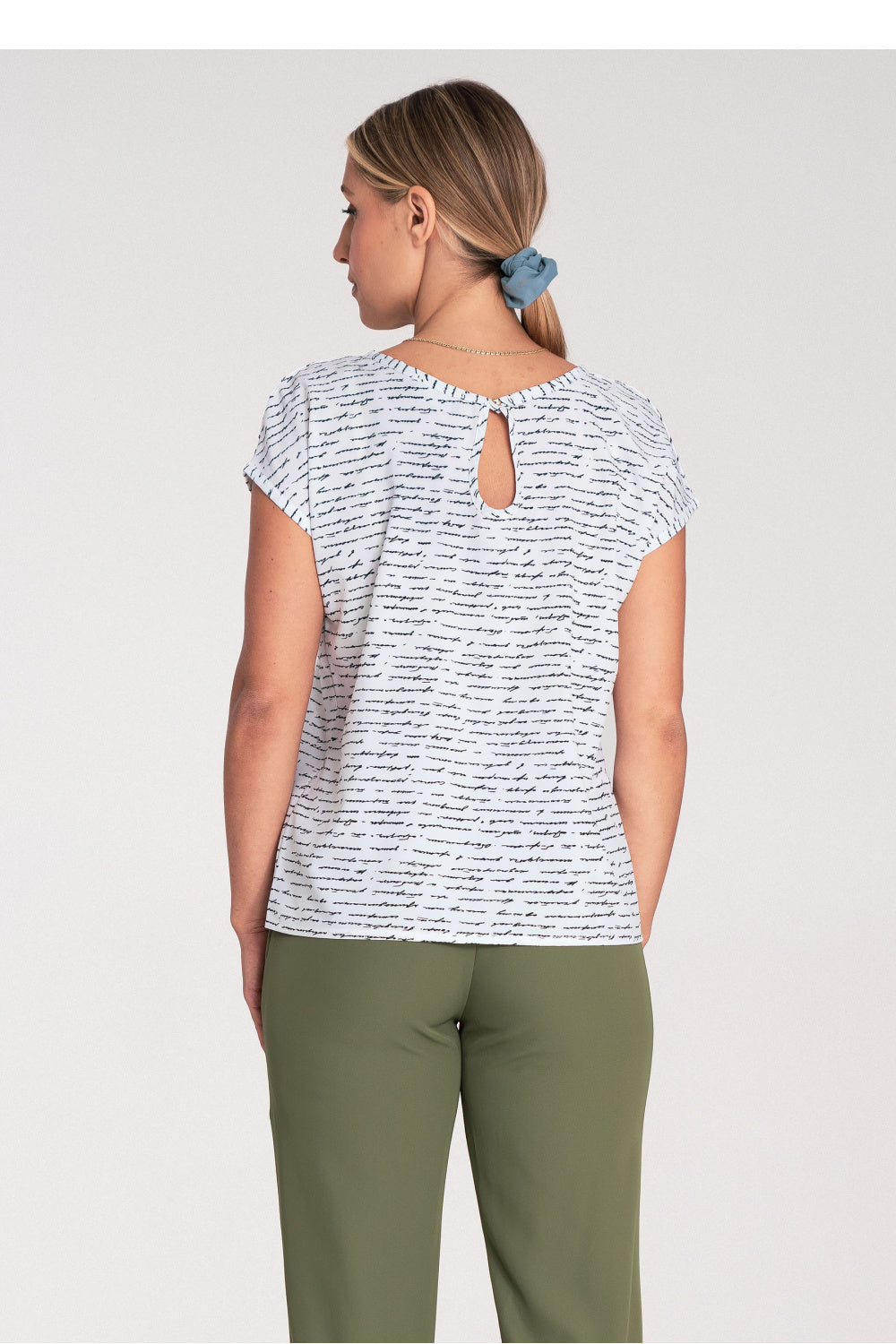 Figl Patterned Polyester Short Sleeve Blouse - view 3