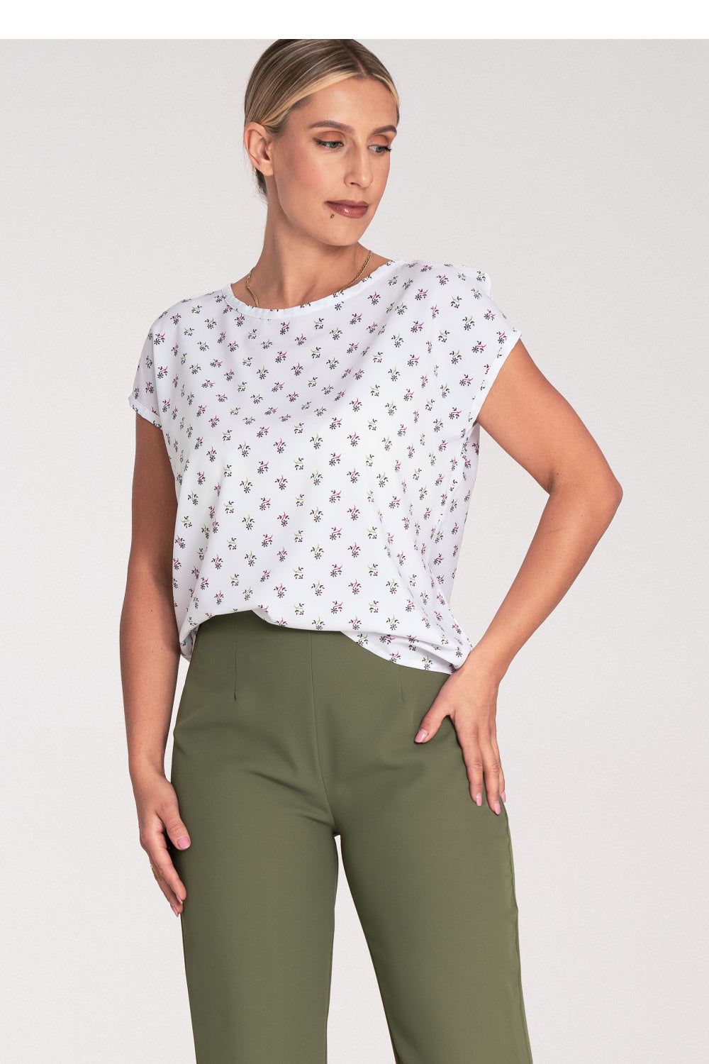 Figl Patterned Short Sleeve Blouse