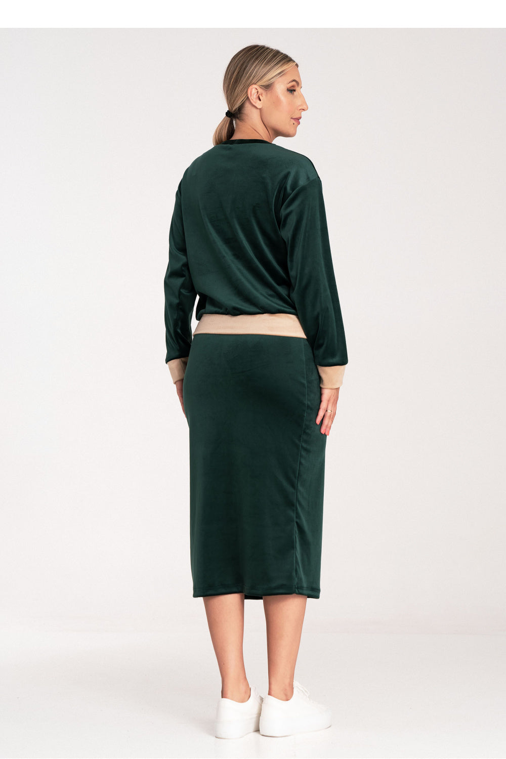 Figl Green Velvet Long Sleeve Skirt Co-Ord Set - view 2