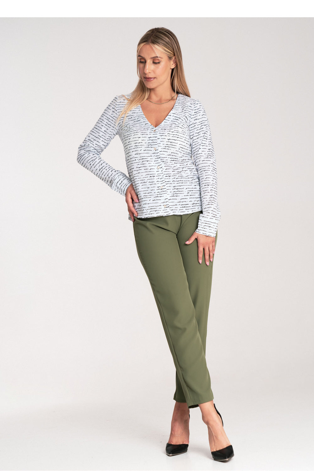 Figl Patterned Bodycon Long Sleeve Top - view 2