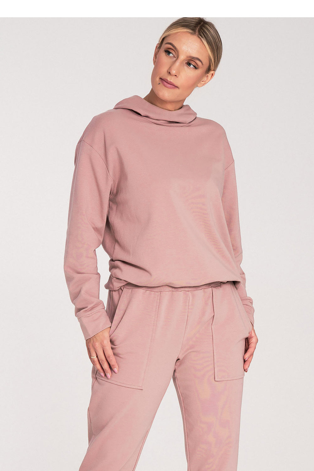 Figl Dark Pink Hooded Long Sleeve Sweatshirt
