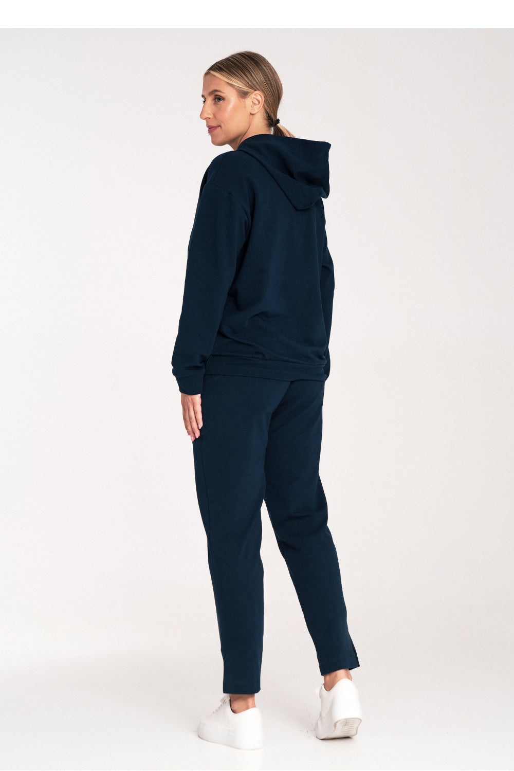 Figl Navy Collared Long Sleeve Cotton Sweatshirt - view 3