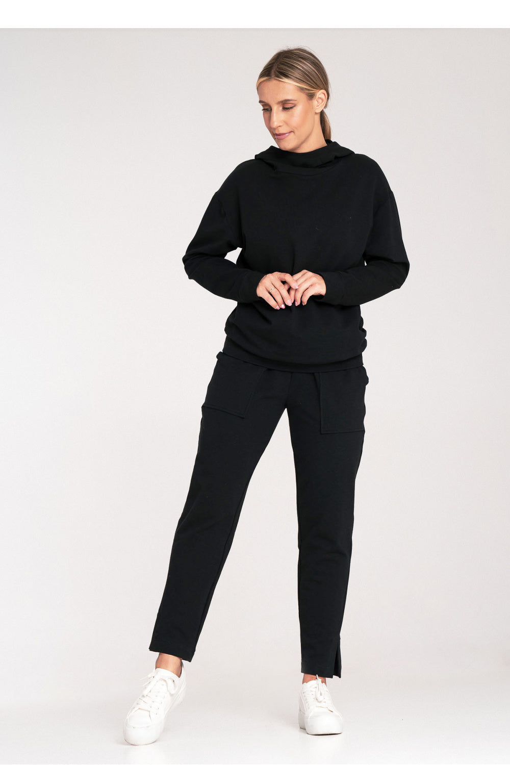 Figl Black Hooded Long Sleeve Sweatshirt - view 2
