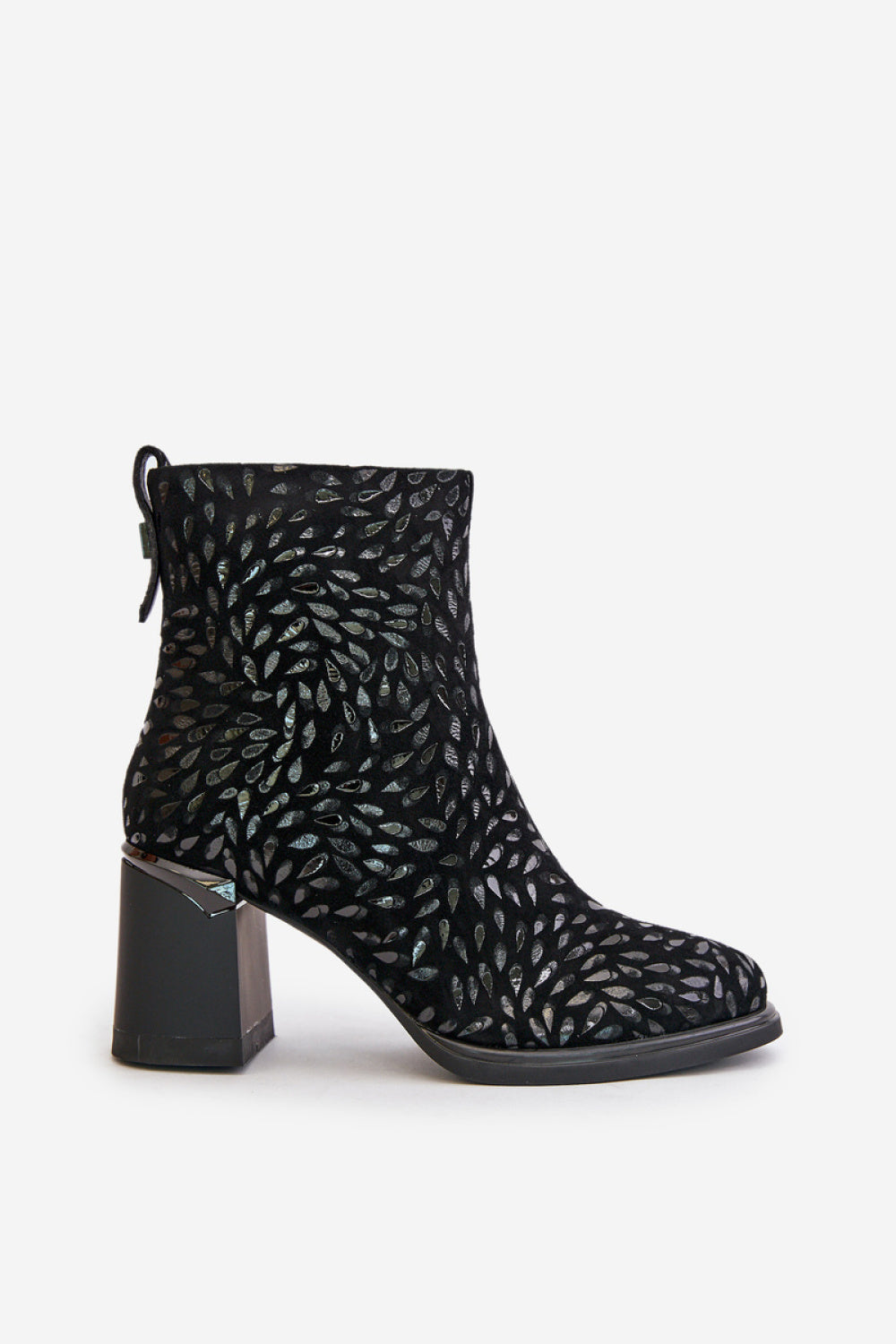 Step In Style Black Suede Warm Lined Heeled Ankle Boots - view 2
