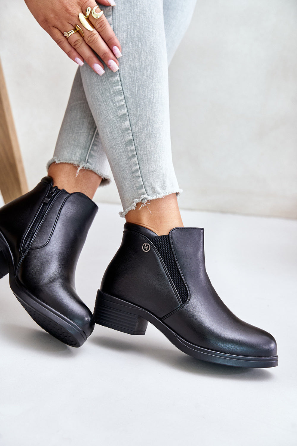 Step In Style Vinceza Black Warm Lined Heeled Ankle Boots - view 3