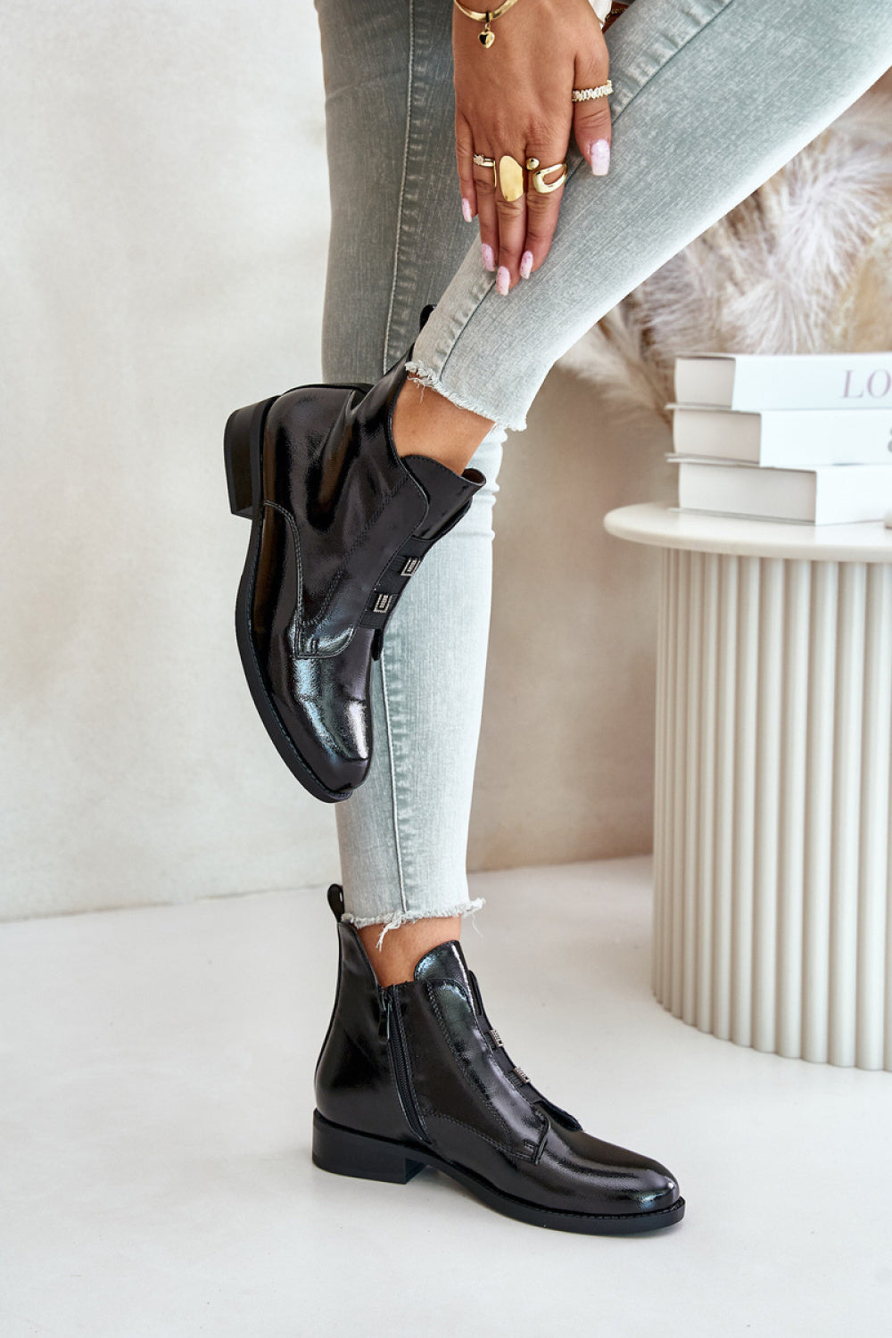 Step In Style Black Faux Leather Flat Warm Lined Boots - view 3