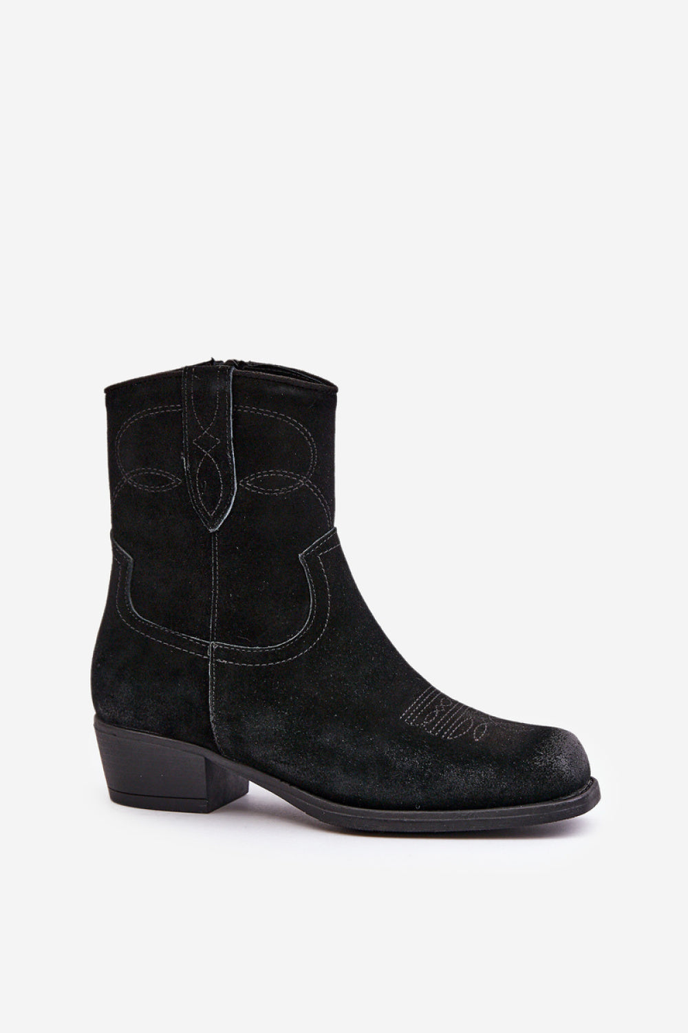 Step In Style Sergio Leone Black Suede Warm Lined Heeled Ankle Boots - view 2