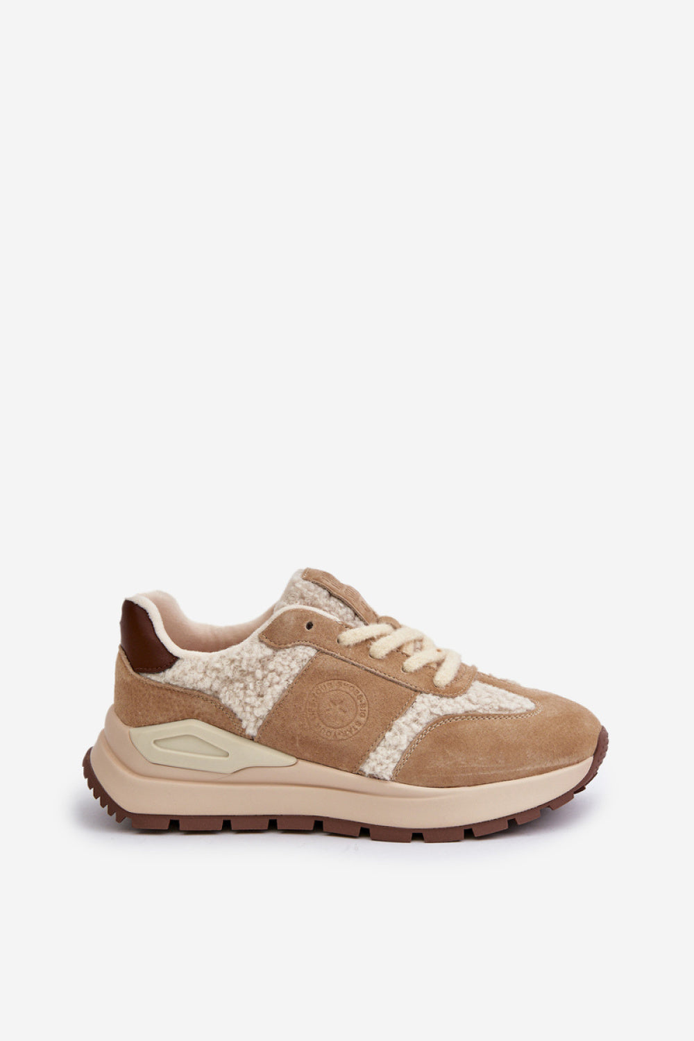 Step In Style Beige Suede Warm Lined Platform Trainers - view 2