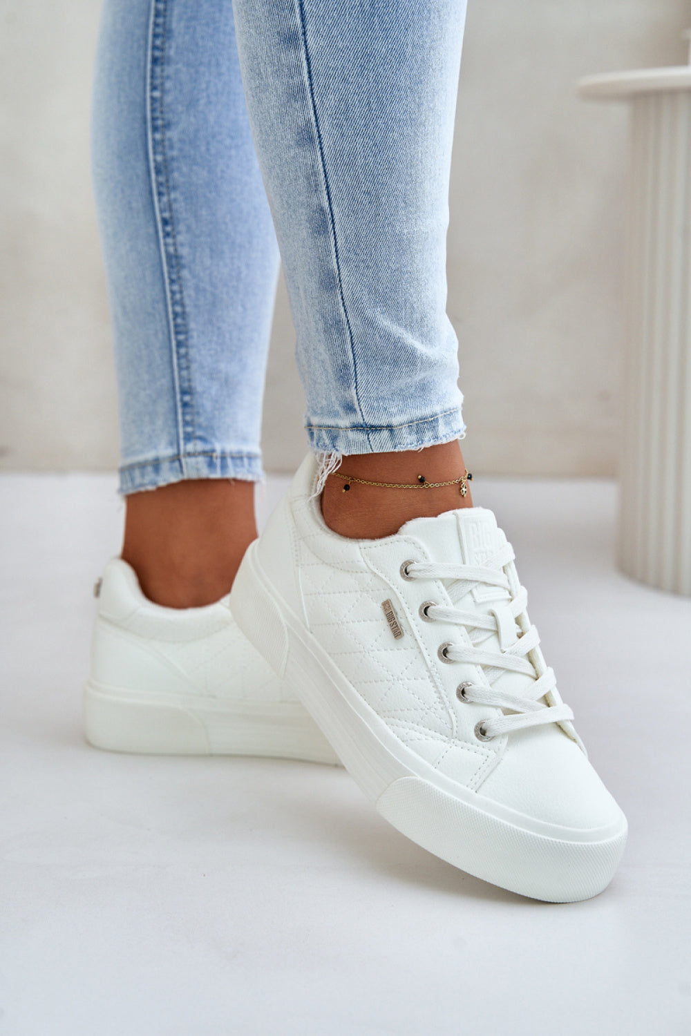 Step In Style White Faux Leather Warm Lined Platform Trainers - view 3