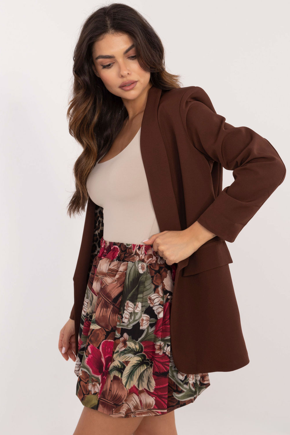 Italy Moda Red Floral Mini Skirt - view 2