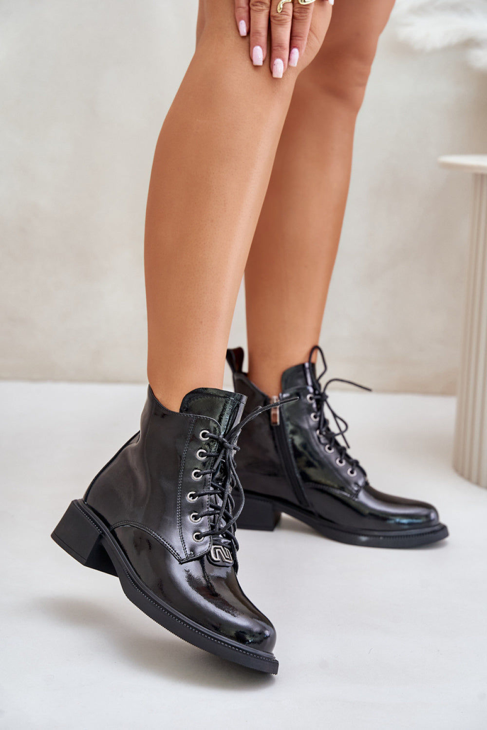 Step In Style Bellani Black Leather Flat Boots