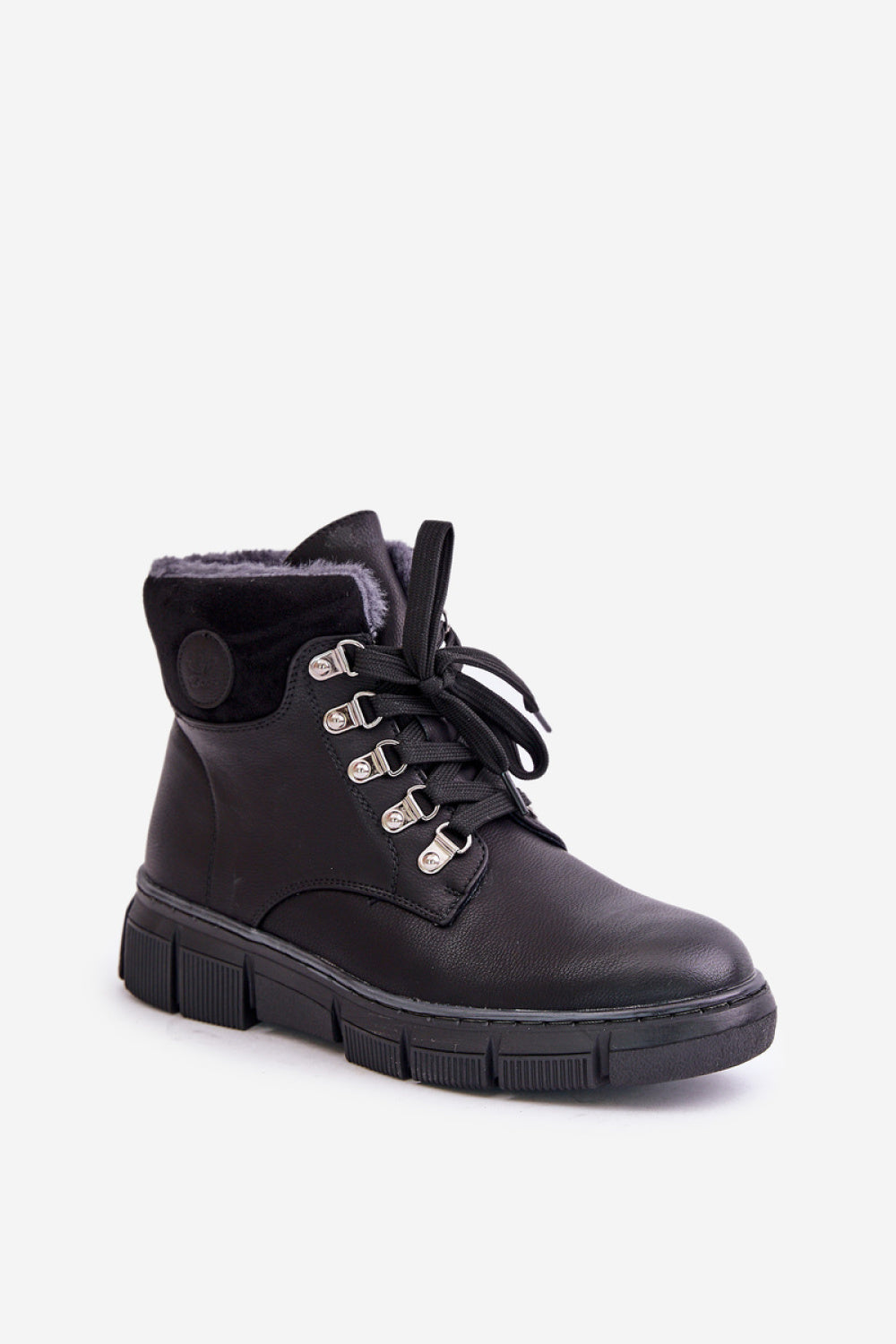 Step In Style Mevanisa Black Faux Leather Platform Hiking Style Boots - view 2