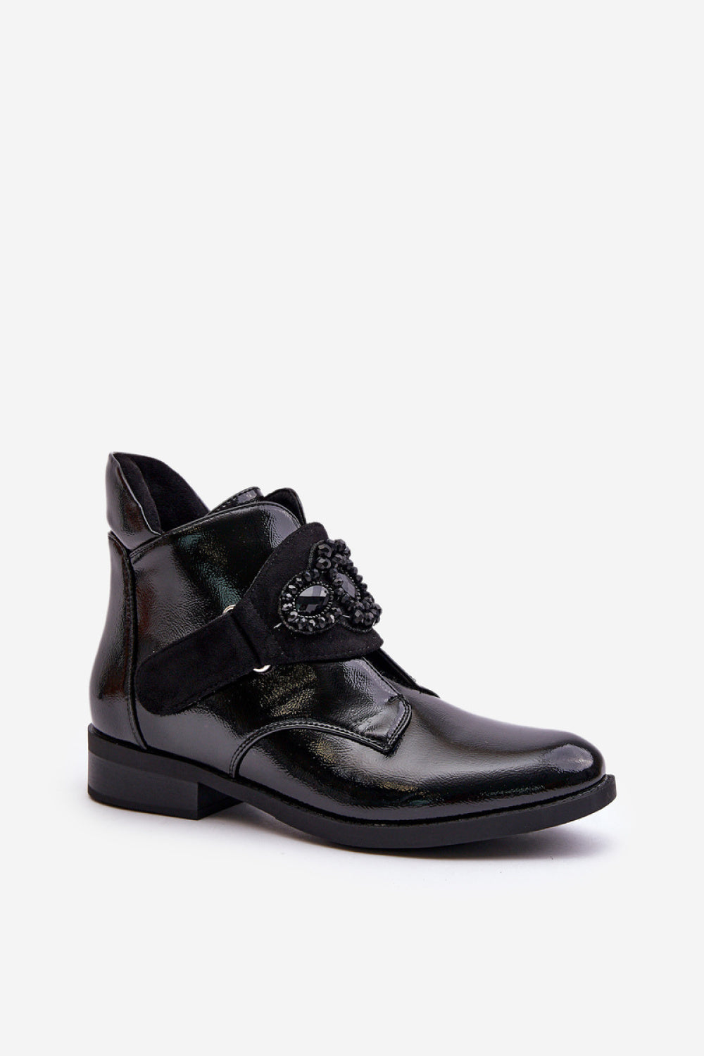 Step In Style Black Faux Leather Flat Boots with Zip - view 2