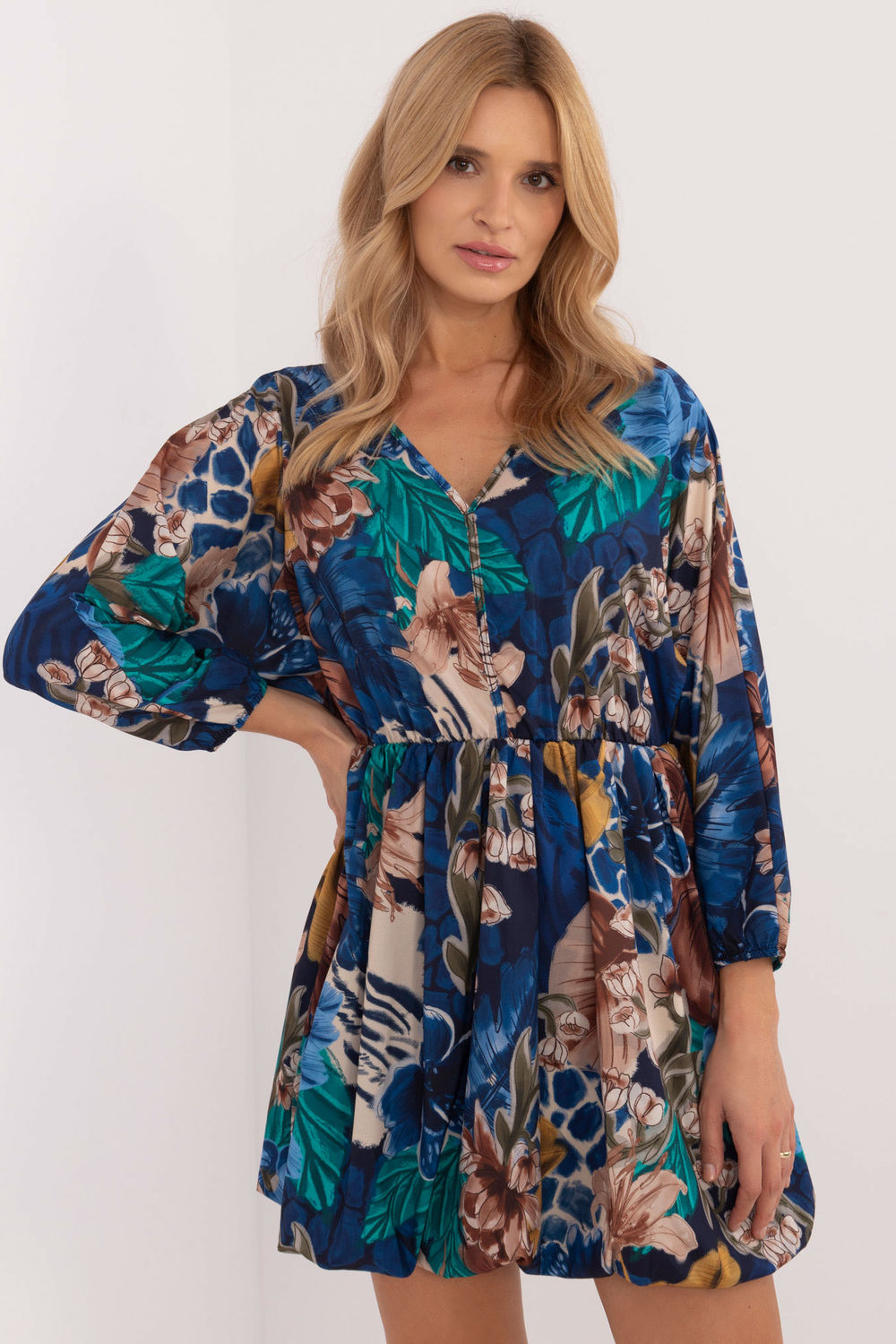 Italy Moda Dark Blue Mini Floral Dress