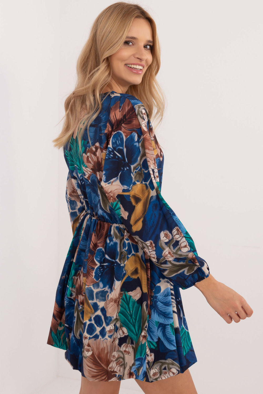 Italy Moda Dark Blue Mini Floral Dress - view 3