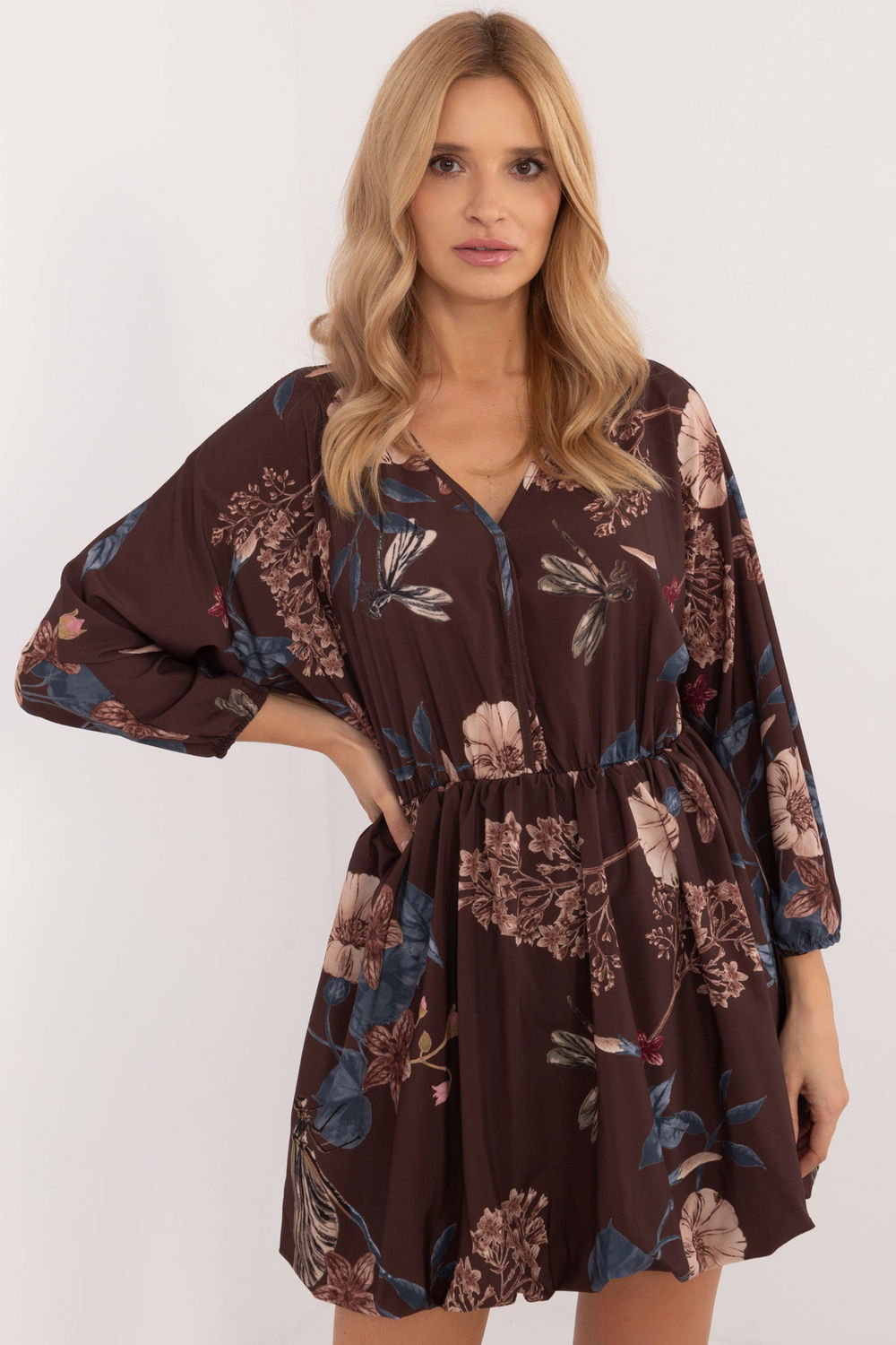 Italy Moda Brown Mini Floral Dress