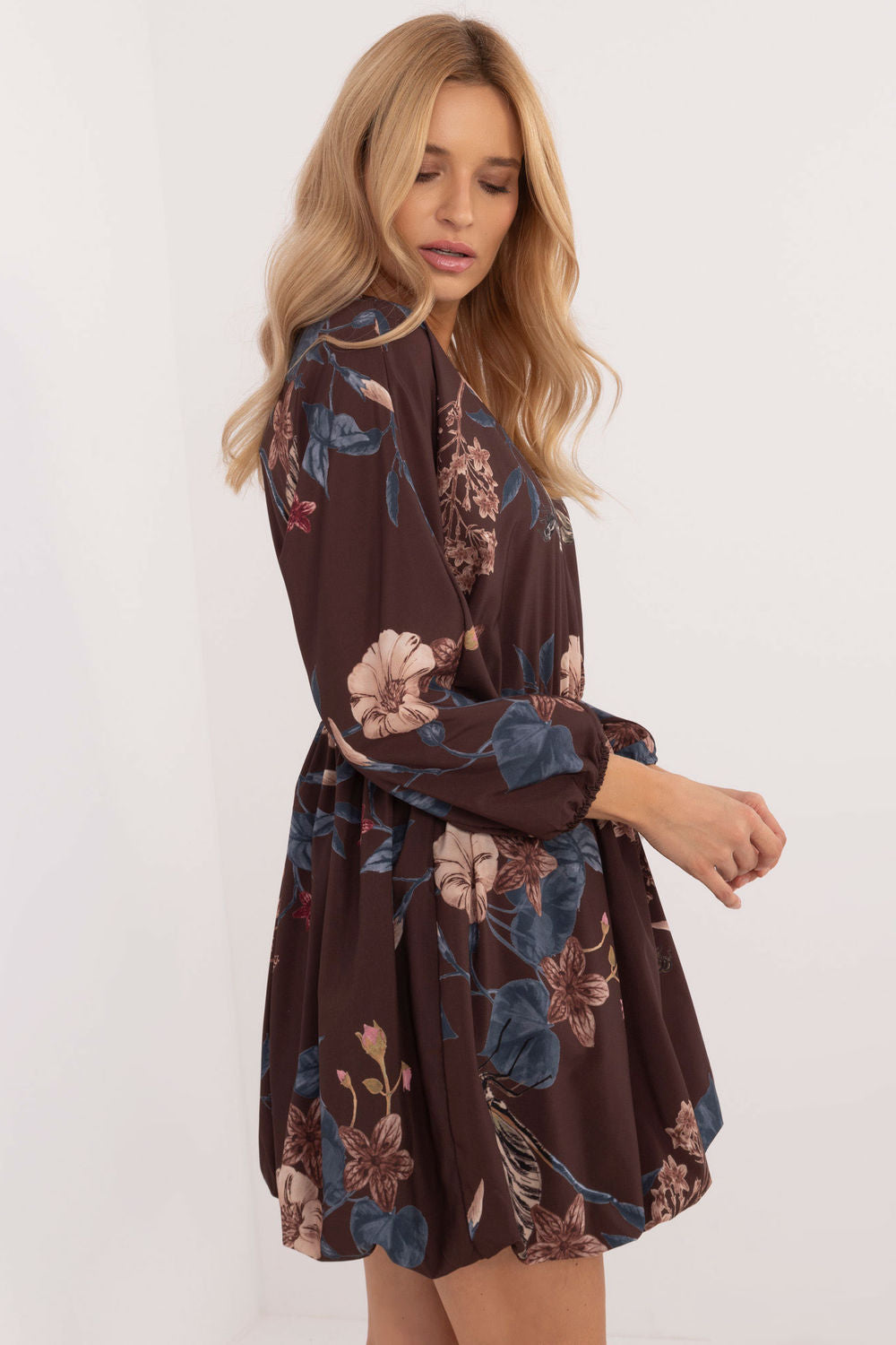 Italy Moda Brown Mini Floral Dress - view 2