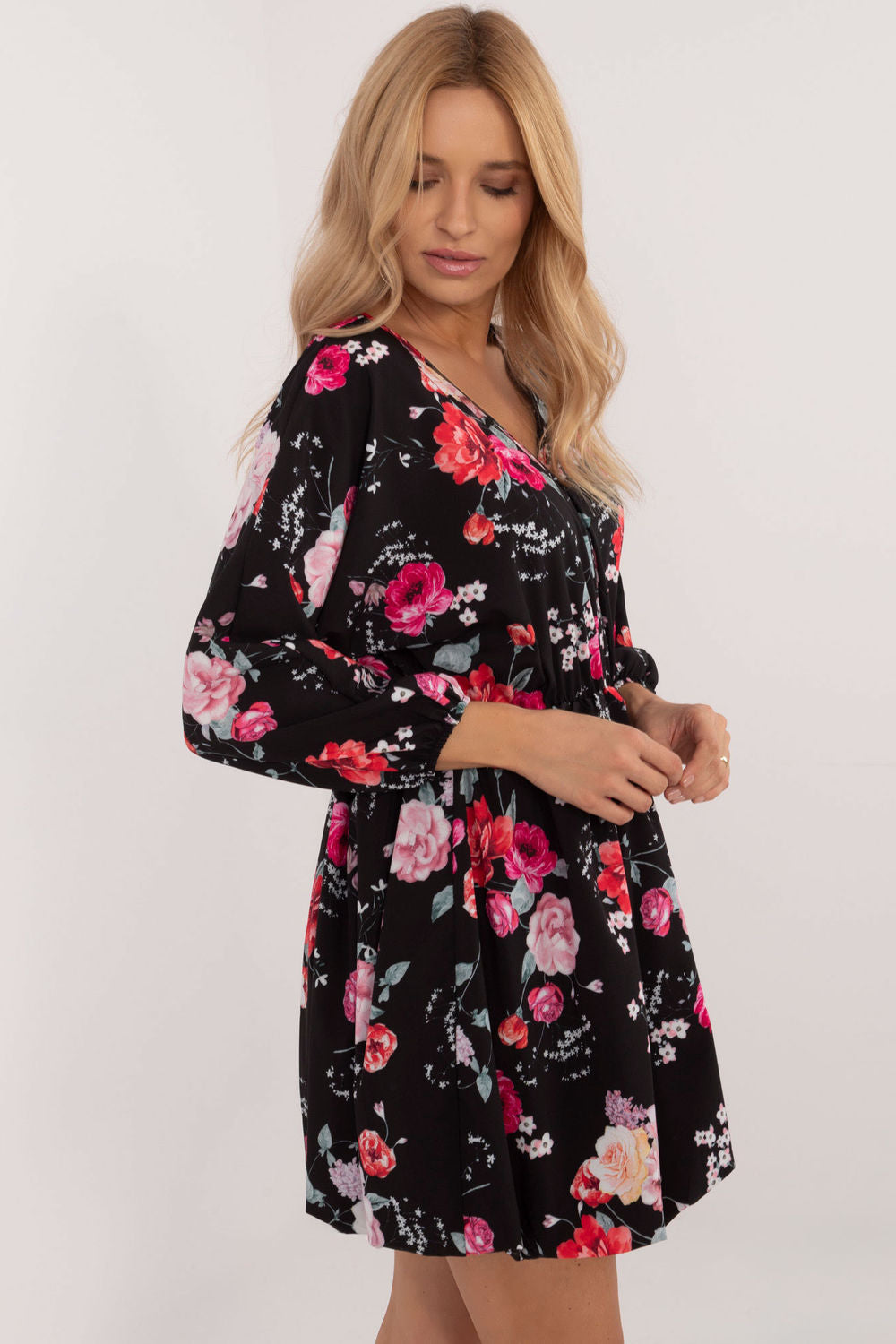 Italy Moda Red Mini Floral Dress - view 2