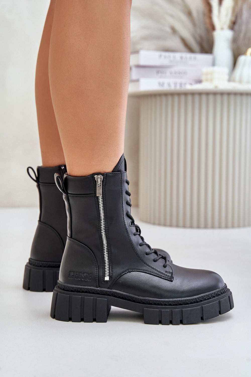 Step In Style Black Faux Leather Flat Ankle Boots - view 3