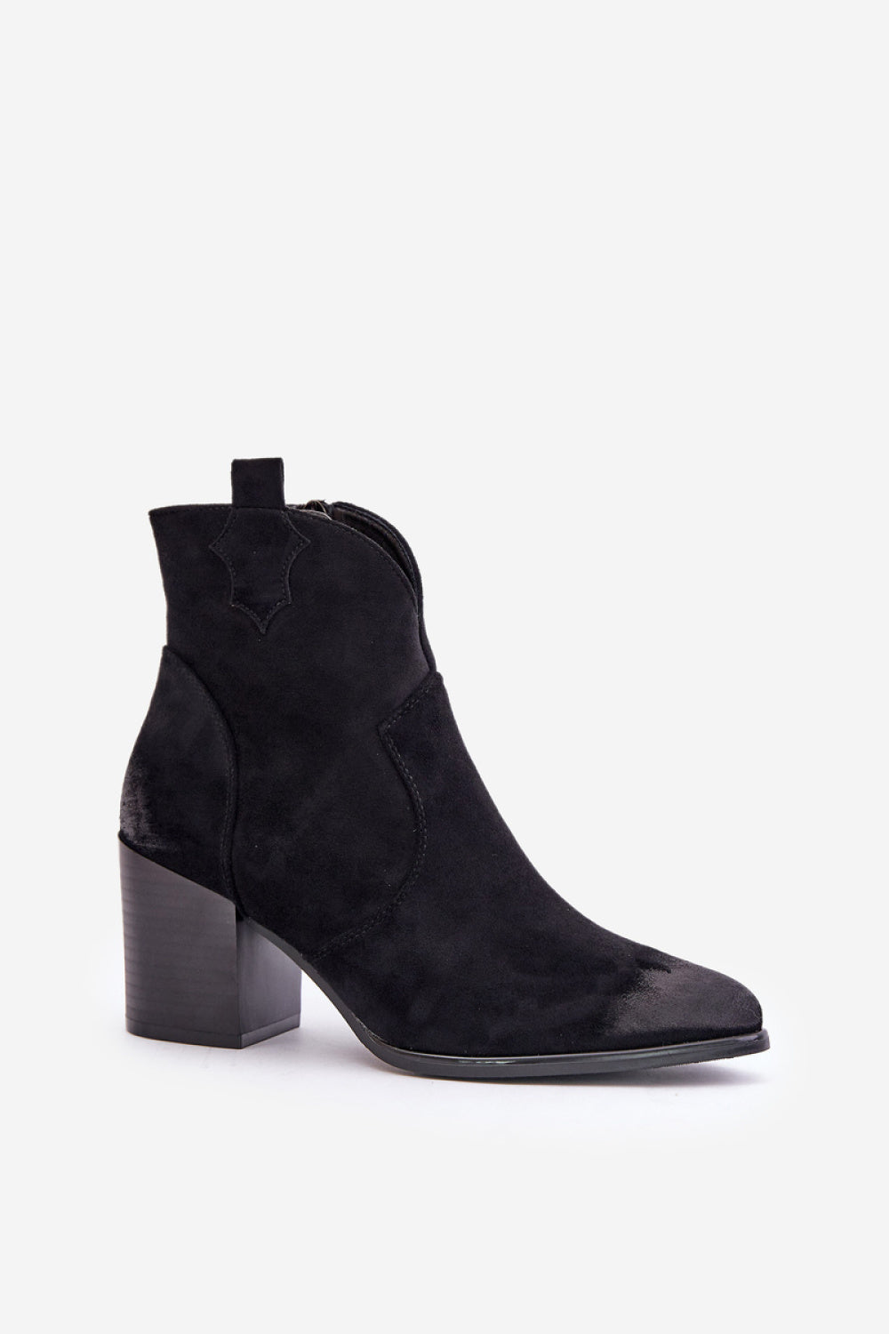 Step In Style Vinceza Black Faux Suede Stiletto Heeled Ankle Boots - view 2