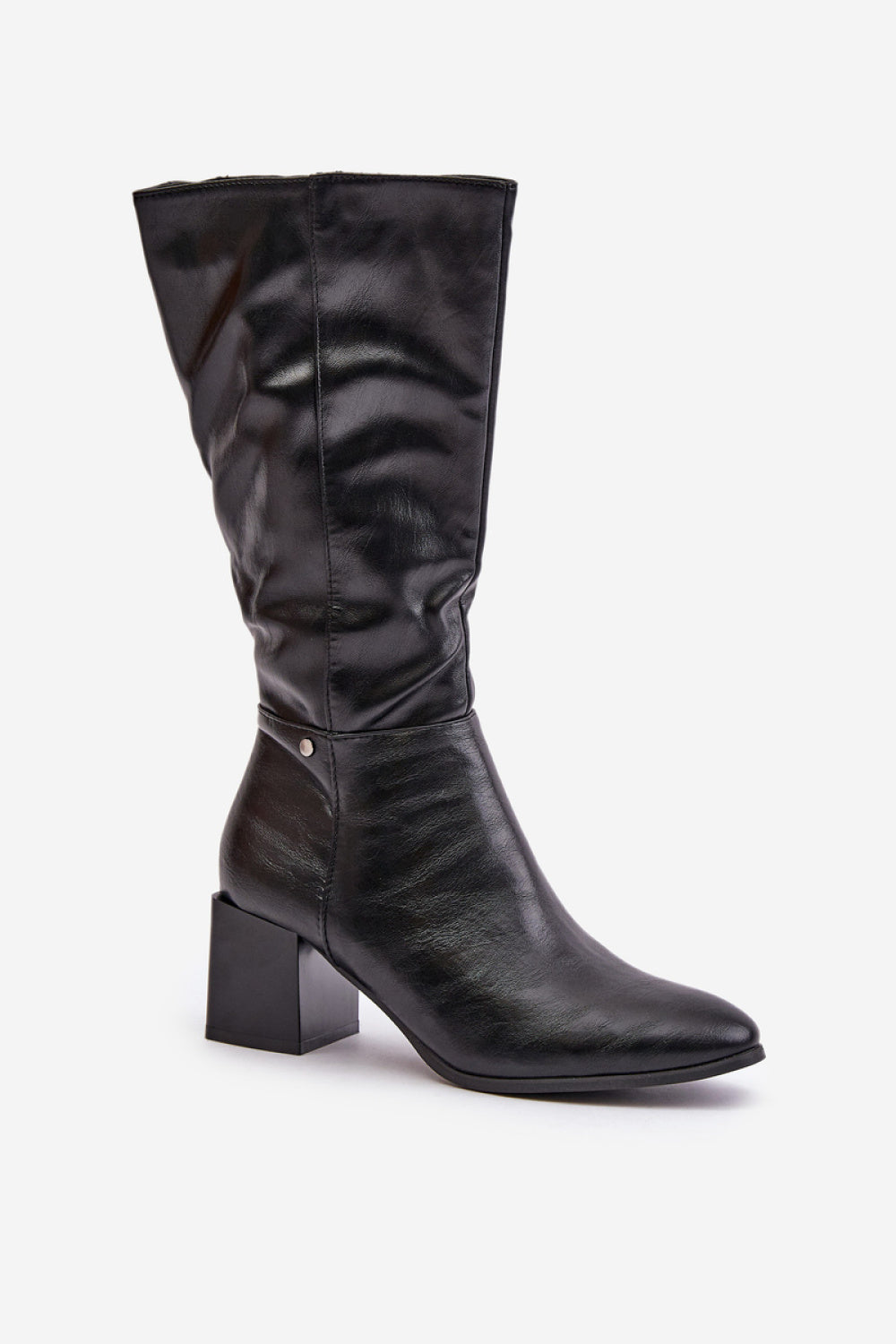 Step In Style Ellithira Black Faux Leather Stiletto Heeled Ankle Boots - view 2
