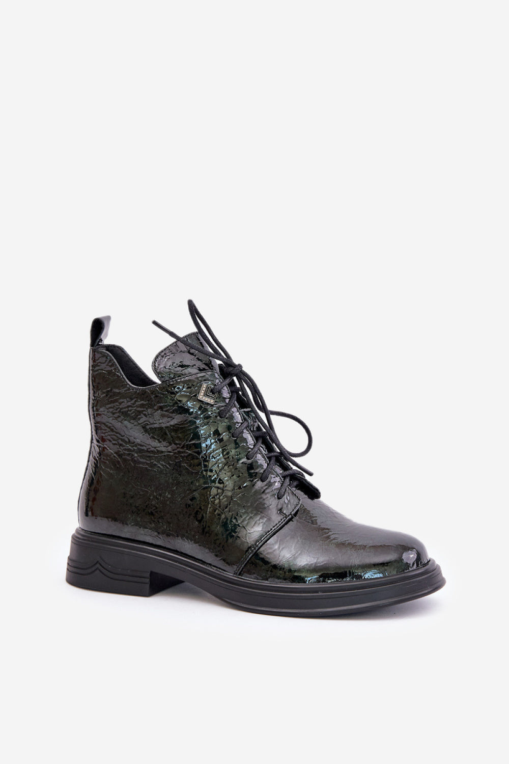 Step In Style Dark Green Patent Flat Boots - view 2
