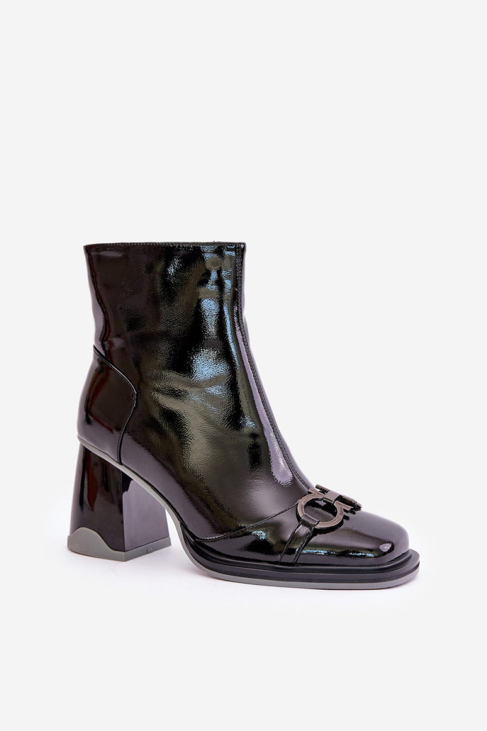 Step In Style Black Faux Leather Stiletto Warm Lined Heeled Ankle Boots - view 2