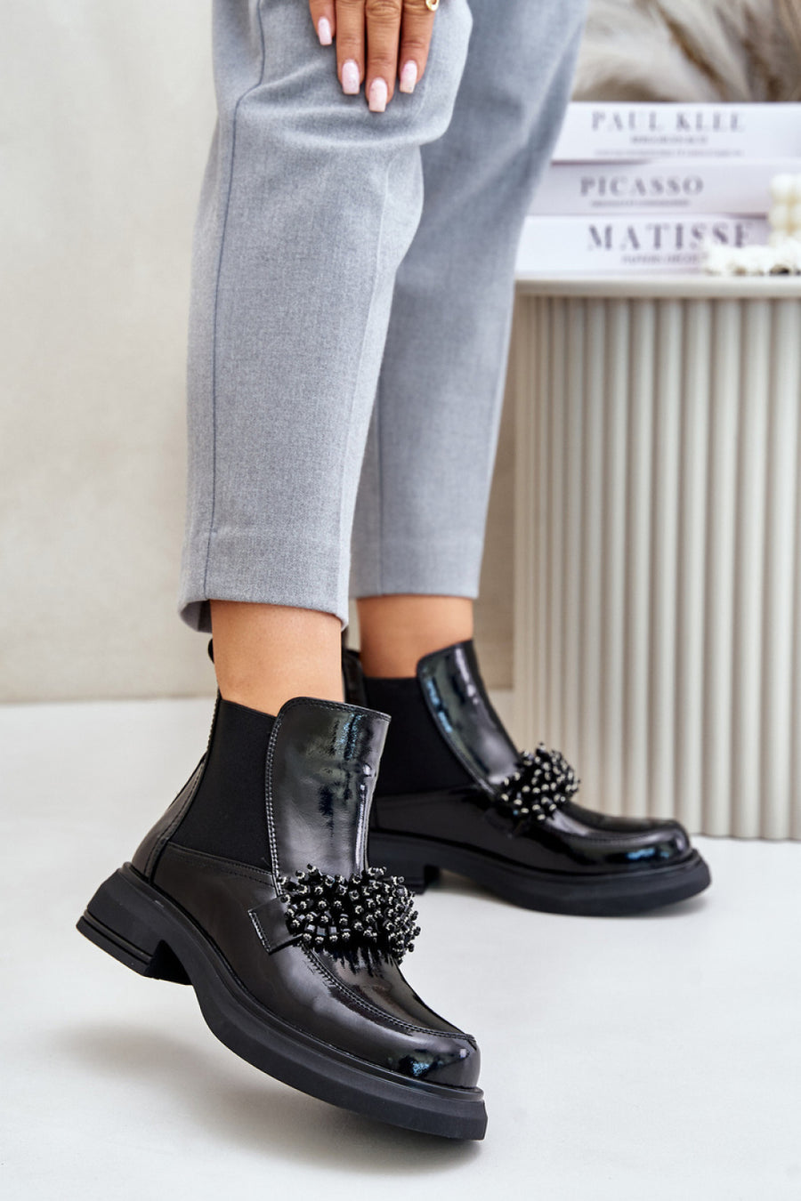 Step In Style Solimav Black Leather Flat Boots
